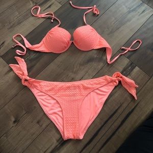 Coral colored 2 piece bikini